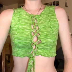 Green Halter Neck Crop Top
